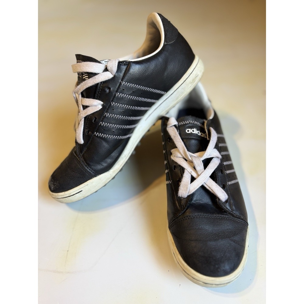 Adidas Walk Hero Tennis Shoes Size 6 Black/White Lace Up‎ Logo Comfort Support